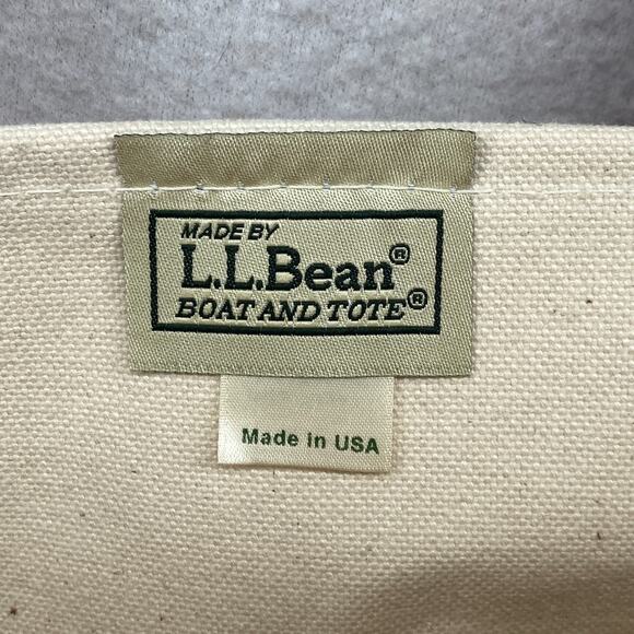 Vintage LL BEAN BOAT and TOTE Bag 10x13 "JULIE" Canvas Open Top Ivory Red USA - Picture 4 of 15